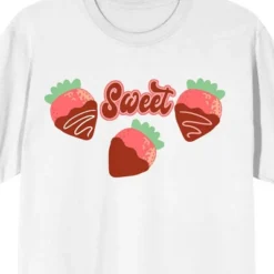Bioworld Valentine's Day Sweet Strawberries Crew Neck Short Sleeve Women's White T-shirt