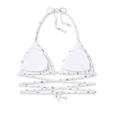 Women's Floral Print Strappy Triangle Bikini Top - Wild Fable⢠White - Image 6