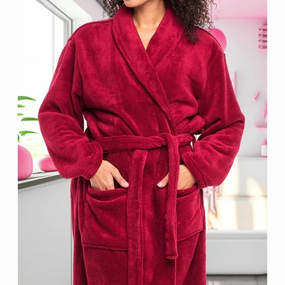 Women's Warm Fleece Winter Robe, Long Soft Plush Bathrobe - Image 4
