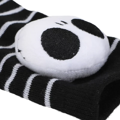 Nightmare Before Christmas Jack Skellington Adult Black & White Striped Casual Crew Socks - Image 3