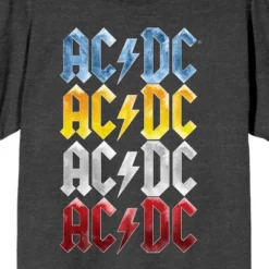 AC/DC ACDC Color Repeat Logo Crew Neck Short Sleeve Charcoal Heather Women's T-shirt