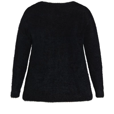 Women's Plus Size Snow Sparkle Sweater - Black | AVENUE - Image 5