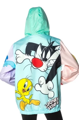 Members Only Women's Looney Tunes Colorblock Windbreaker Jacket - Image 2