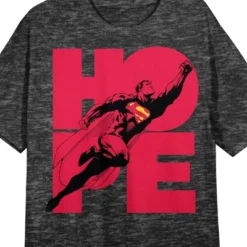 DC COMICS Superman "Hope" Women's Charcoal Gray Short Sleeve Crew Neck Sleep Shirt