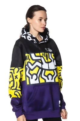 Members Only - Women's Keith Haring X Members Only Hoodie Oversized Jacket - Purple