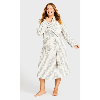 Women's Plus Size Snowflake Robe - Gray | AVENUE - Image 3