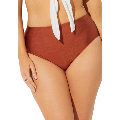 Swimsuits For All Women’s Plus Size Metallic High Waist Bikini Bottom