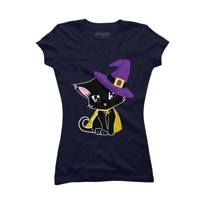 Junior's Design By Humans Halloween Cat By AdrianaOliveira T-Shirt - Image 4