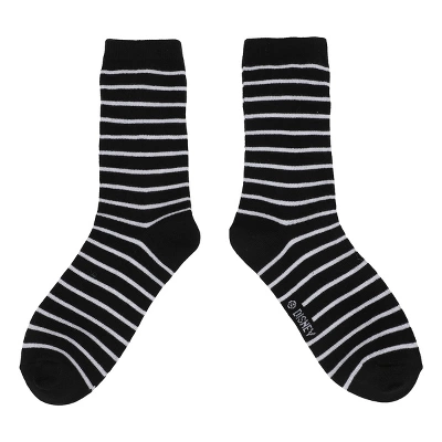 Nightmare Before Christmas Jack Skellington Adult Black & White Striped Casual Crew Socks - Image 2