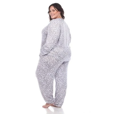 Plus Size 2 Piece Leopard Lounge Set - White Mark - Image 3