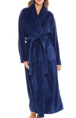 Women's Warm Fleece Winter Robe, Long Soft Plush Bathrobe - Image 9