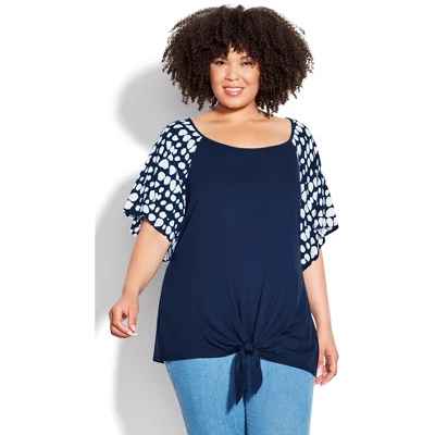 Women's Plus Size Gemma Tie Front Top - Sierra Spot | EVANS - Image 3