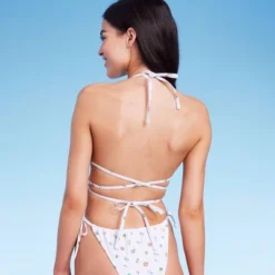 Women's Floral Print Strappy Triangle Bikini Top - Wild Fable⢠White