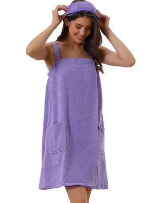 Cheibear Womens Towel Wrap Bathrobe Spa Towels Robe With Adjustable Closure For Gym Shower - Image 8