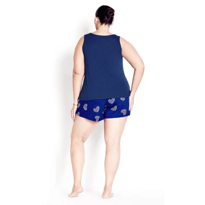 Women's Plus Size Bright Days 3 Piece Sleep Set - Cerulean | AVENUE