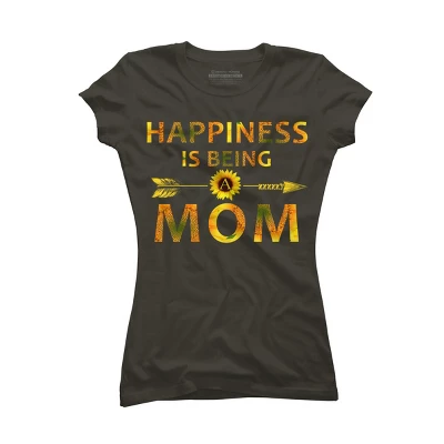 Junior's Design By Humans Happiness Is Being A Mom Sunflower Arrow By Shirtpublic T-Shirt - Image 4