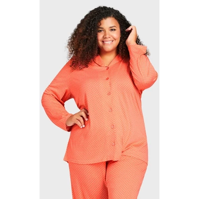 Women's Plus Size Button Print Sleep Top - Peach Spot | AVENUE - Image 6