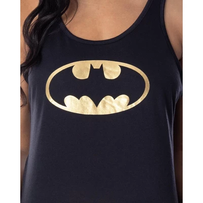 DC Comics Women's Batman Gold Foil Logo Racerback Tank Shorts Pajama Set Batman Logo - Image 2