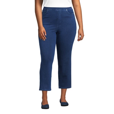 Lands' End Women's Starfish High Rise Pull On Knit Denim Straight Crop Jeans - Image 5