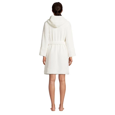 Lands' End Women's High Pile Fleece Hooded Robe