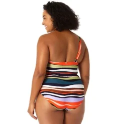 Anne Cole Plus - Women's Ring Strap Asymmetric One Piece Swimsuit