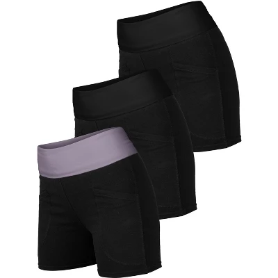 Blis 3 Pack Shorts For Women Foldover Biker Shorts For Women High Waisted Workout Yoga Shorts Booty Shorts For Women - Image 6