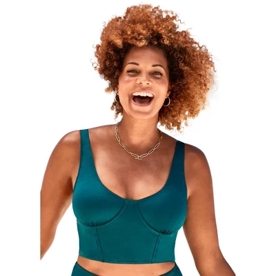 Swimsuits For All Women’s Plus Size Shimmer Underwire Crop Bikini Top - Image 4