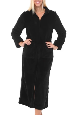 Women's Zip Up Fleece Robe, Soft Warm Plush Zipper Bathrobe - Image 7