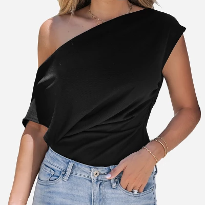 Women's One Shoulder Short Sleeve Fitted Bodysuit - Cupshe - Image 4