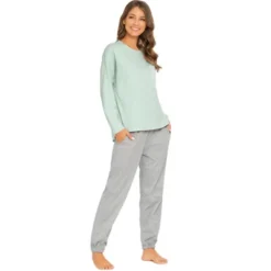 Cheibear Women's Sleepwear Lounge Solid Nightwear With Pants Soft Long Sleeve Pajama Set