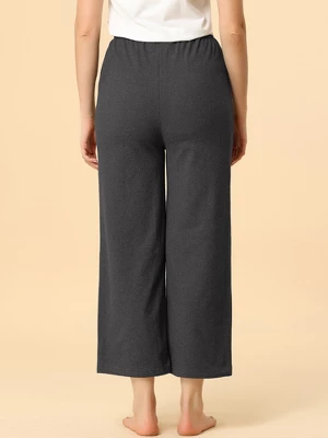 Allegra K Women's Wide Leg Drawstring Comfy Yoga Pants Lounge Pajamas Pants - Image 4