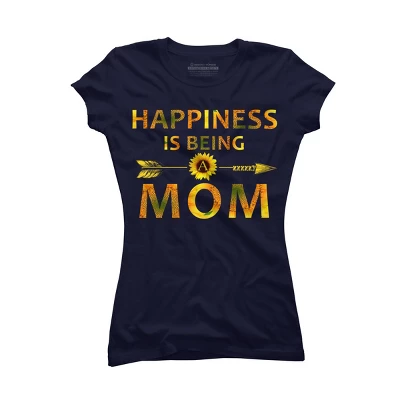Junior's Design By Humans Happiness Is Being A Mom Sunflower Arrow By Shirtpublic T-Shirt - Image 3