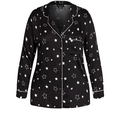 Women's Plus Size Galaxy Sleep Shirt - Black | CITY CHIC - Image 2