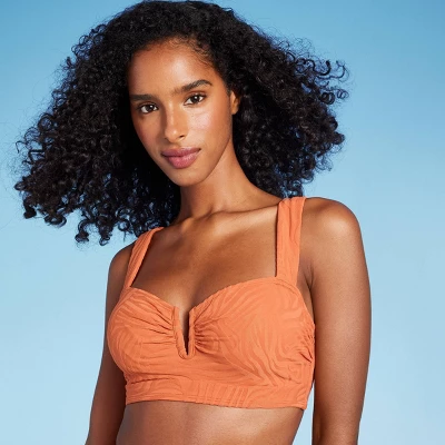 Women's Bandeau Jacquard Bikini Top - Shade & Shore™ Orange - Image 2