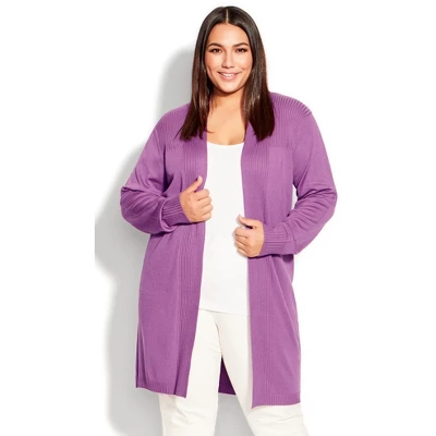 Women's Plus Size Mila Rib Detail Cardigan - Dusty Lilac | AVEOLOGY - Image 7