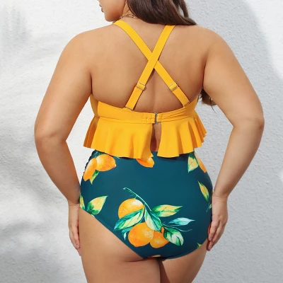 Women's High Waist Ruffled Plus Size Bikini Set - Cupshe - Image 3
