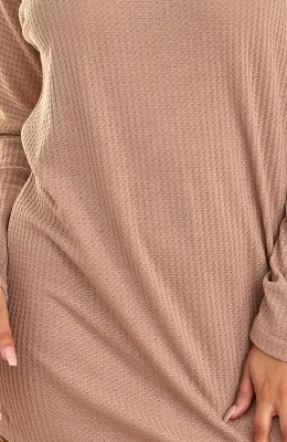 Women's Soft Ribbed Waffle Rib Knit Night Shirt, Oversized Sweater Top Sleep Shirt, Pajamas - Image 4