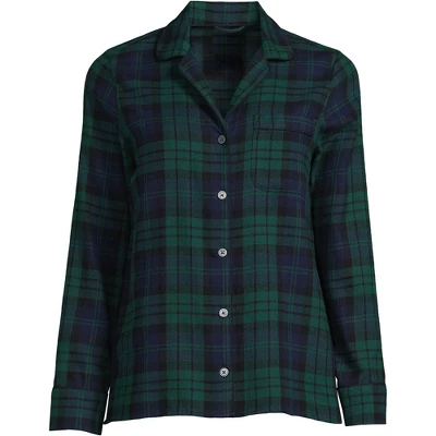 Lands' End Women's Tall Long Sleeve Print Flannel Pajama Top - Image 7