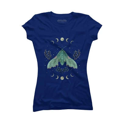Junior's Design By Humans Luna And Moth By EpisodicDrawing T-Shirt - Image 7
