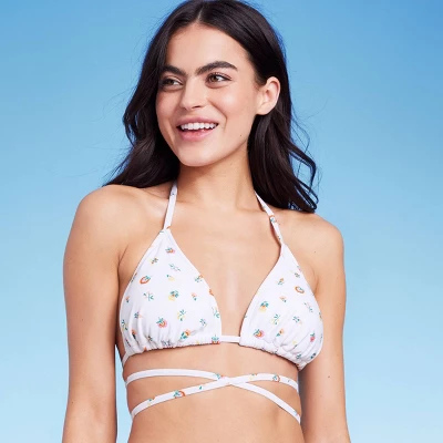 Women's Floral Print Strappy Triangle Bikini Top - Wild Fable⢠White - Image 2