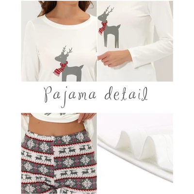 Cheibear Women's Sleepwear Lounge Elk Christmas Winter Long Sleeves With Pants Pajama Sets - Image 3