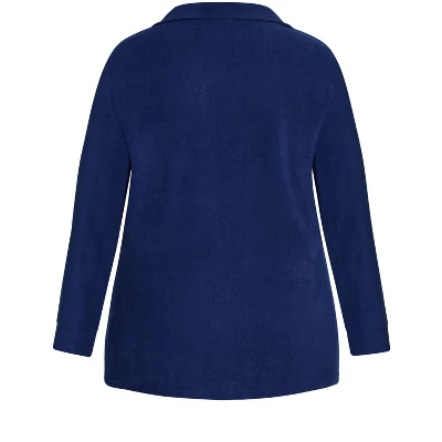 Women's Plus Size Button Fleece Top - Navy | AVENUE - Image 5