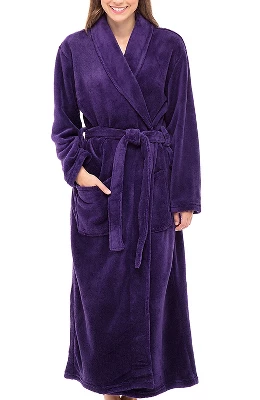 Women's Warm Fleece Winter Robe, Long Soft Plush Bathrobe - Image 13