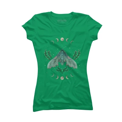 Junior's Design By Humans Luna And Moth By EpisodicDrawing T-Shirt - Image 10