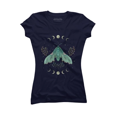 Junior's Design By Humans Luna And Moth By EpisodicDrawing T-Shirt - Image 5