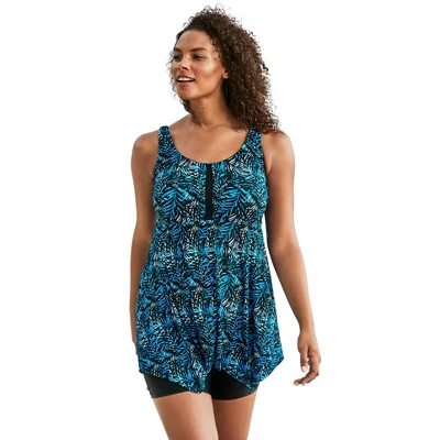 Swim 365 Women’s Plus Size Longer-Length Tankini Top - Image 3
