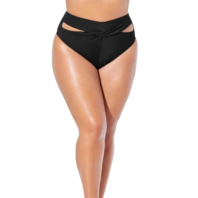 Swimsuits For All Women’s Plus Size Loop Cut Out High Leg Bikini Brief - Image 3