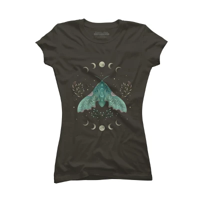 Junior's Design By Humans Luna And Moth By EpisodicDrawing T-Shirt - Image 6