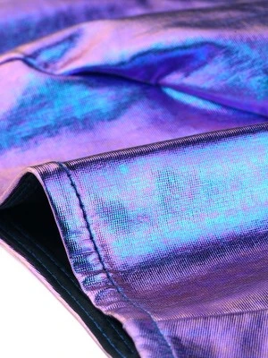 Allegra K Metallic Halter Neck Top For Women's Deep V Neck Backless Holographic Crop Tops - Image 4