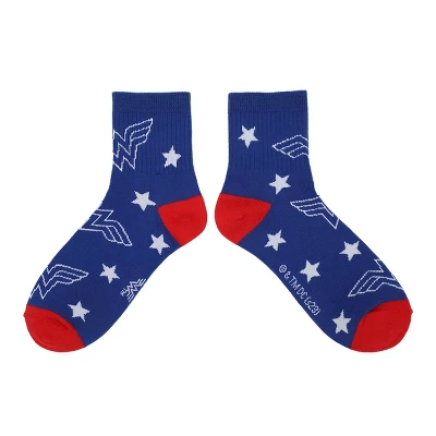 Wonder Woman Logo Red, White And Blue Athletic 3-Pack Quarter Crew Socks - Image 3
